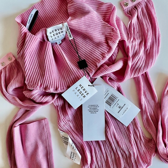 Herve Leger 🩷 Draped Halter Neck Bodysuit Sz S, $590 - Picture 8 of 8